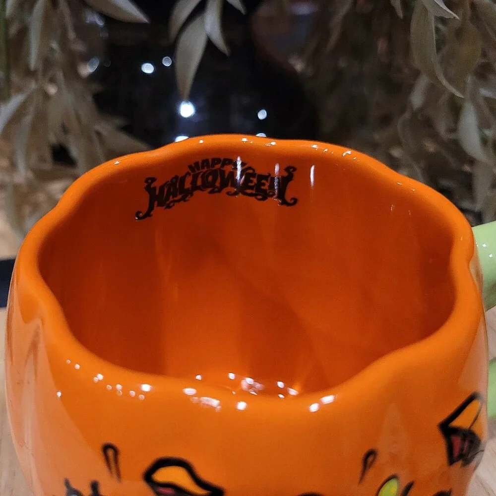 Disney Parks Stitch Halloween Pumpkin Coffee Mug NEW